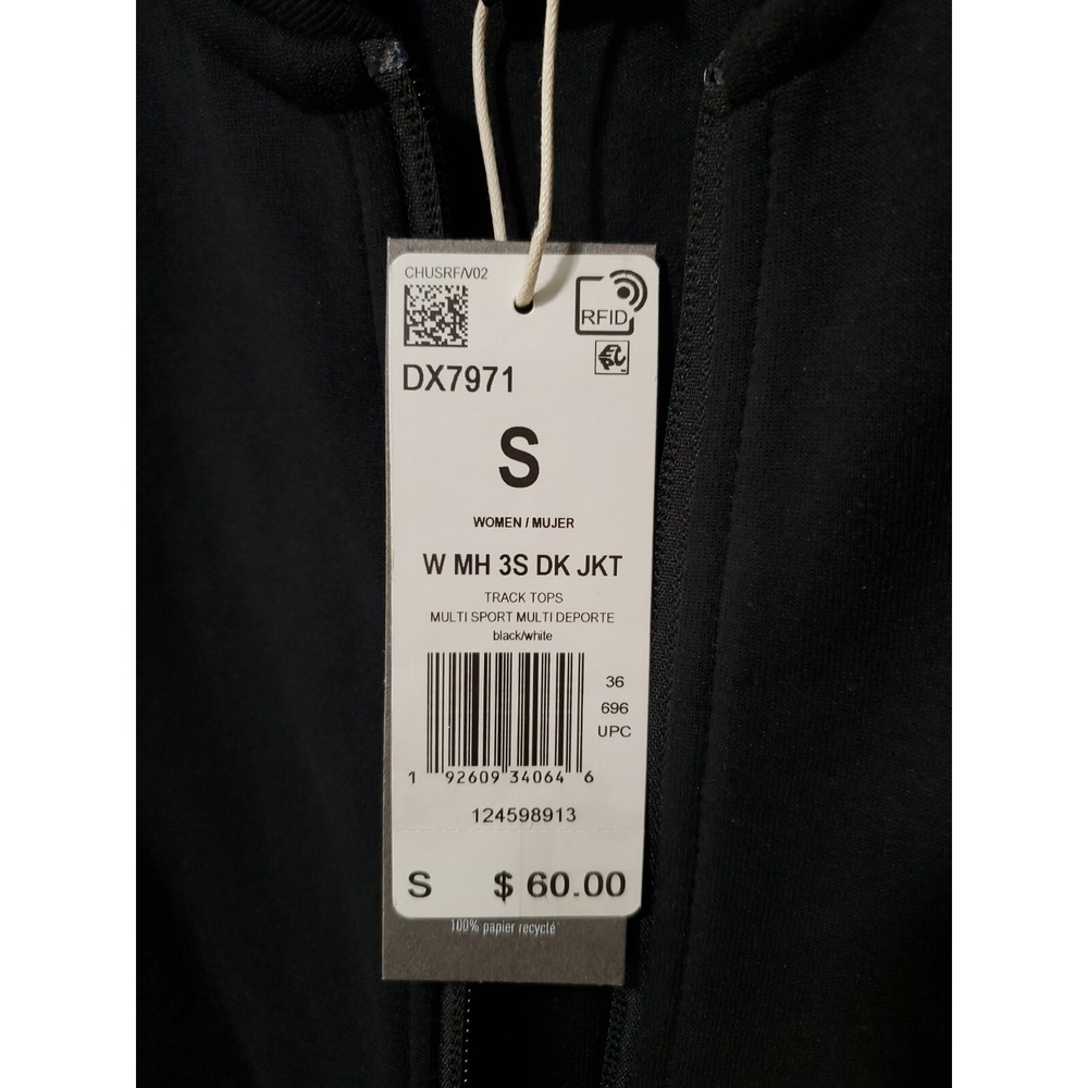 Adidas Must Haves 3 Stripes Track Jacket DX7971 Black Women's Size Small NWT - Picture 7 of 7